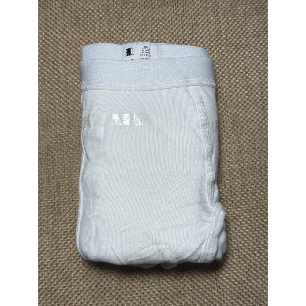 3 Vtg BVD White‎ Briefs Underwear XL Logo Cotton Tighties Whiteys Discontinued